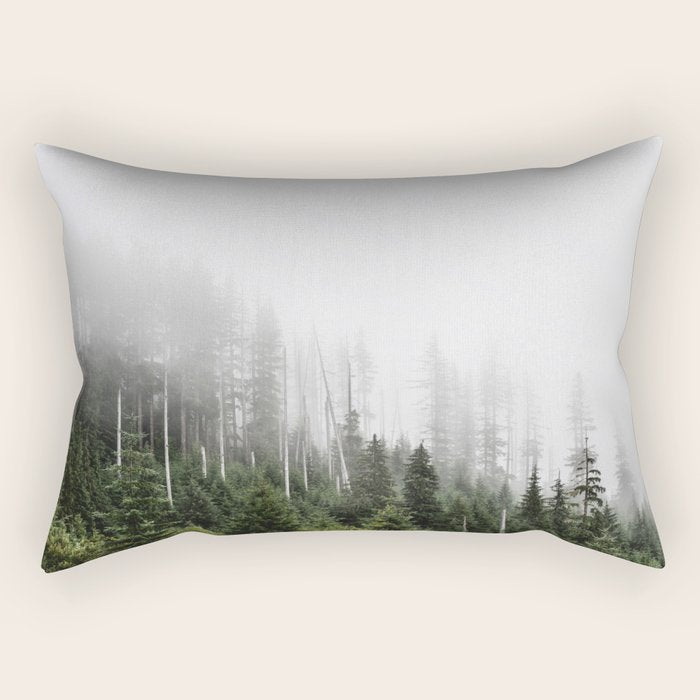 Pacific Northwest Forest - Misty Mountain Morning Rectangular Pillow Gallery Image 1