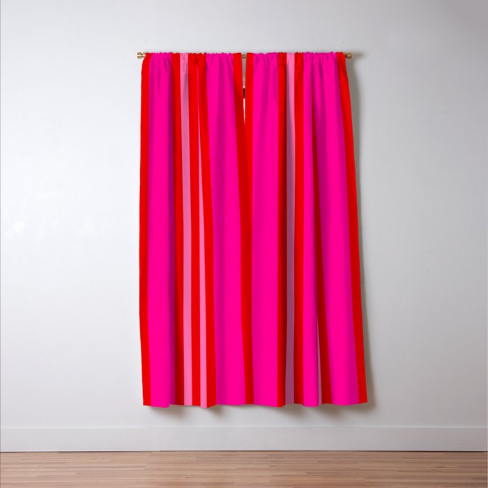 Red and Pink Summer Stripes Window Curtain Gallery Image 3