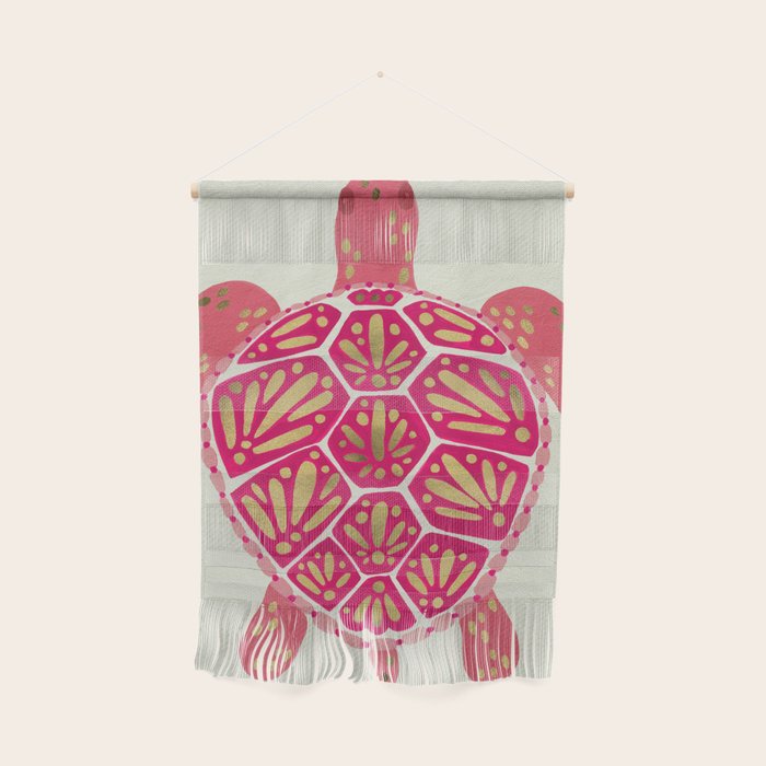 Sea Turtle in Pink & Gold Wall Hanging Gallery Image 1