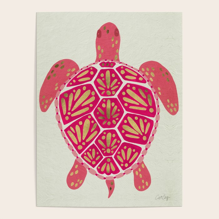 Sea Turtle in Pink & Gold Poster Gallery Image 4