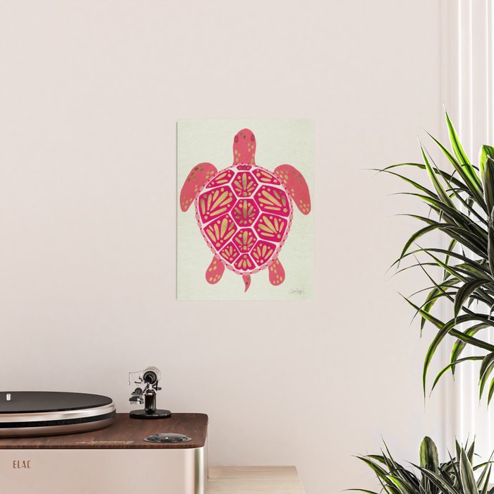 Sea Turtle in Pink & Gold Poster Gallery Image 2