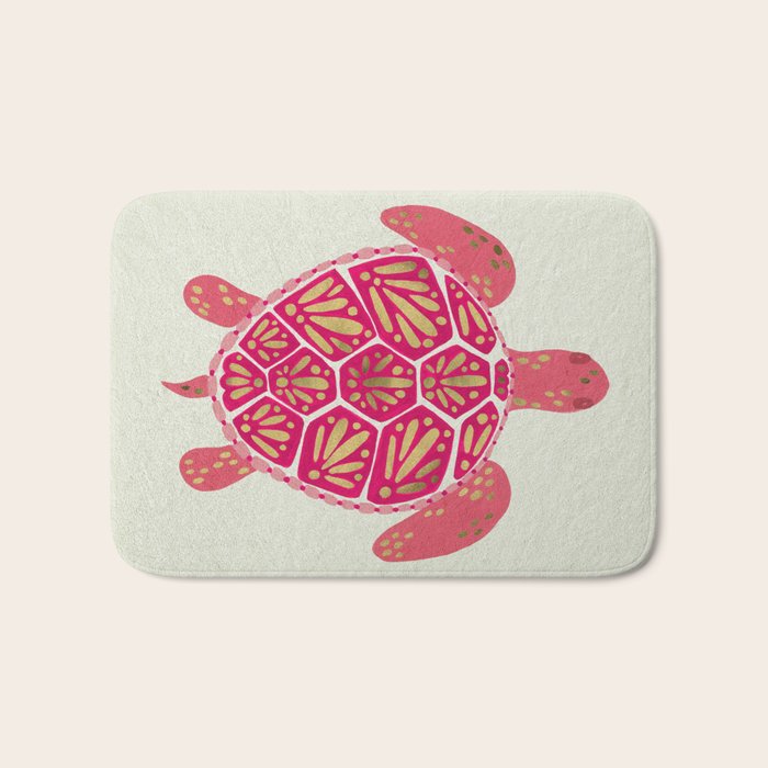 Sea Turtle in Pink & Gold Bath Mat Gallery Image 1