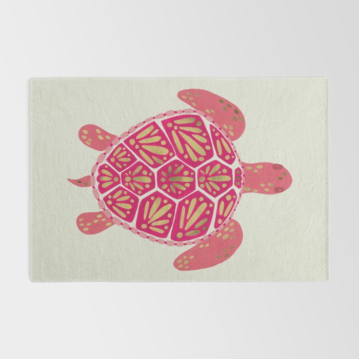 Sea Turtle in Pink & Gold Rug Gallery Image 2
