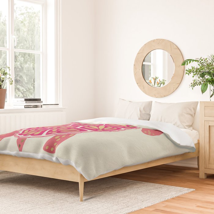 Sea Turtle in Pink & Gold Duvet Cover Gallery Image 2