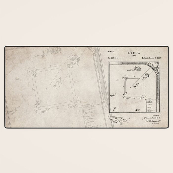 Baseball Patent - Sports Fan Softball Baseball Art - Antique Desk Mat Gallery Image 3