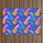 Rainbow Wildflower Floral Pattern Outdoor Rug Gallery Image 1