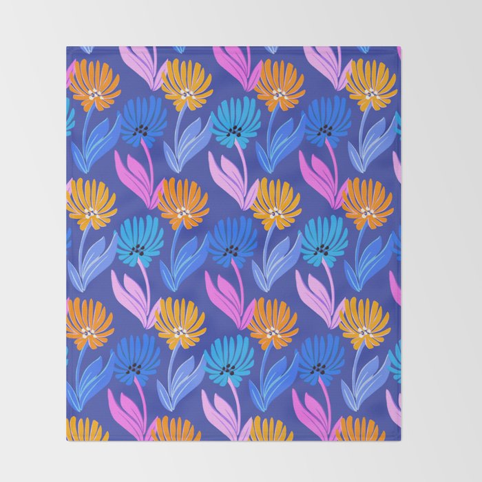 Rainbow Wildflower Floral Pattern Throw Blanket Gallery Image 2