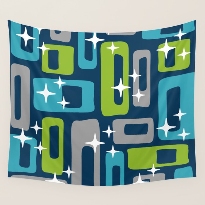 Mid Century Modern Geometric Abstract 190 Wall Tapestry Gallery Image 1