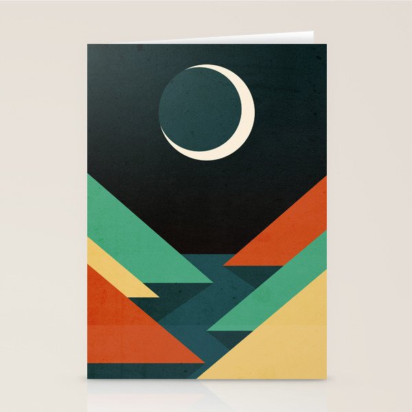 Quiet stream under crescent moon Stationery Card Gallery Image 2