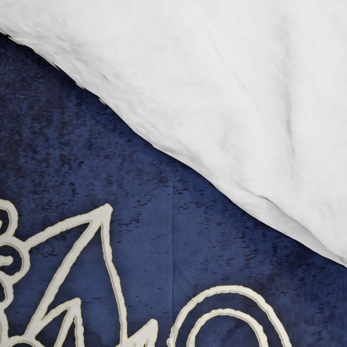 Cream Floral Moroccan Pattern on Deep Indigo Ink Comforter Gallery Image 4