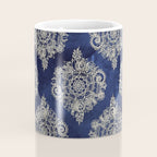 Cream Floral Moroccan Pattern on Deep Indigo Ink Coffee Mug Gallery Image 4