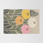 Bloom Wildly - Colorful Zinnia Flowers and Butterfly Rug Gallery Image 2