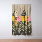 Bloom Wildly - Colorful Zinnia Flowers and Butterfly Window Curtain Gallery Image 3
