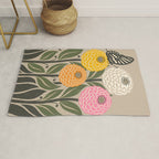 Bloom Wildly - Colorful Zinnia Flowers and Butterfly Rug Gallery Image 1
