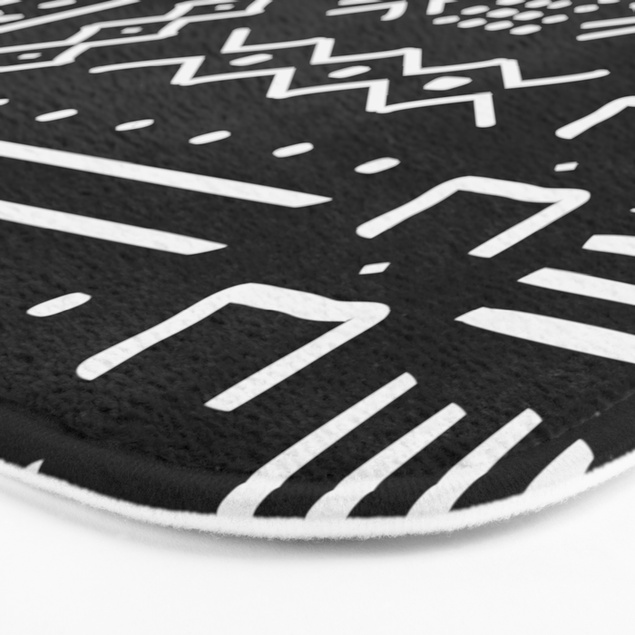 Black hand drawn mudcloth Bath Mat Gallery Image 3