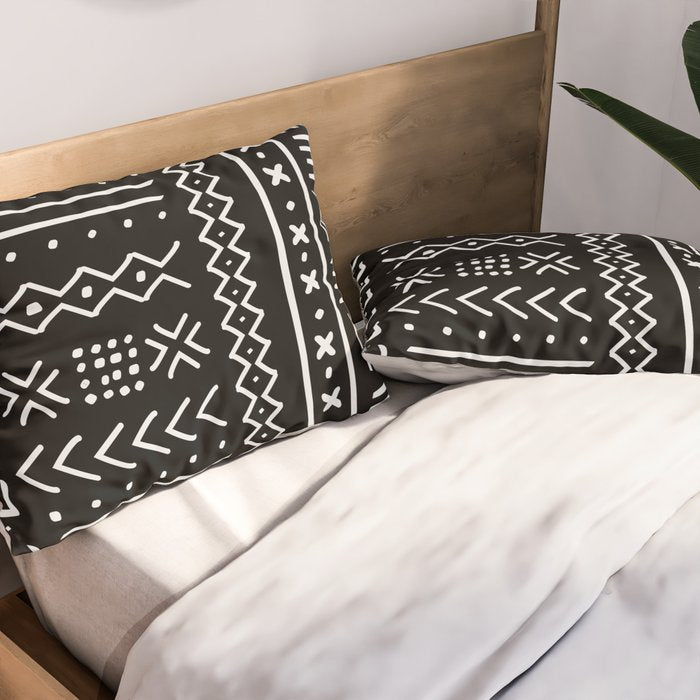 Black hand drawn mudcloth Pillow Sham Gallery Image 2