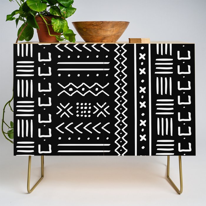 Black hand drawn mudcloth Credenza Gallery Image 1