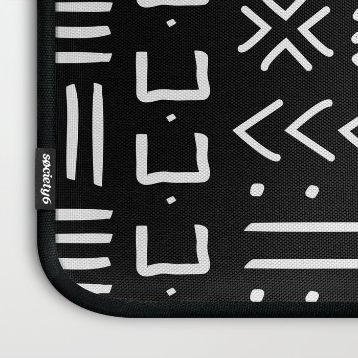 Black hand drawn mudcloth Laptop Sleeve Gallery Image 3