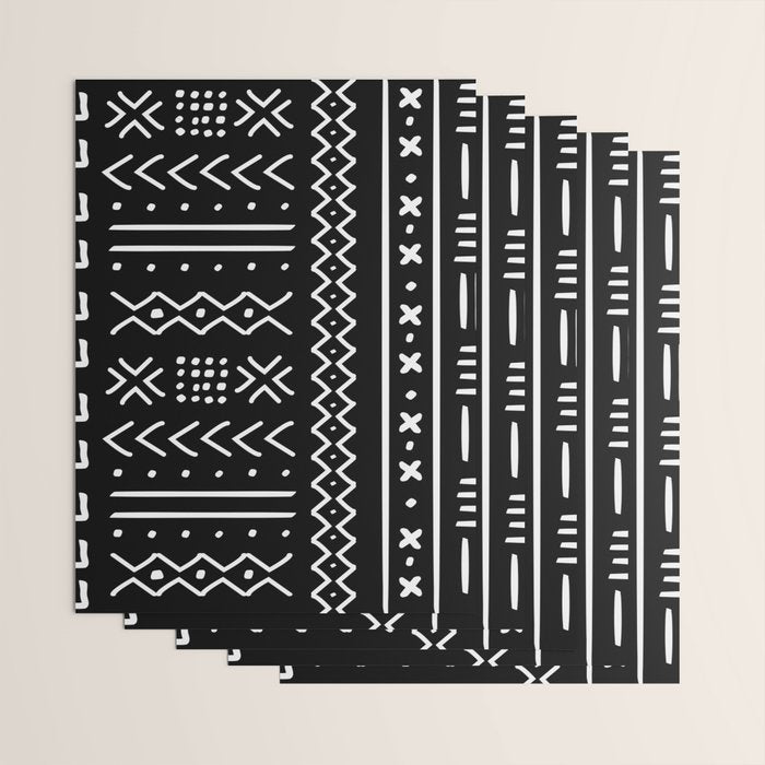 Black hand drawn mudcloth Wrapping Paper Gallery Image 3