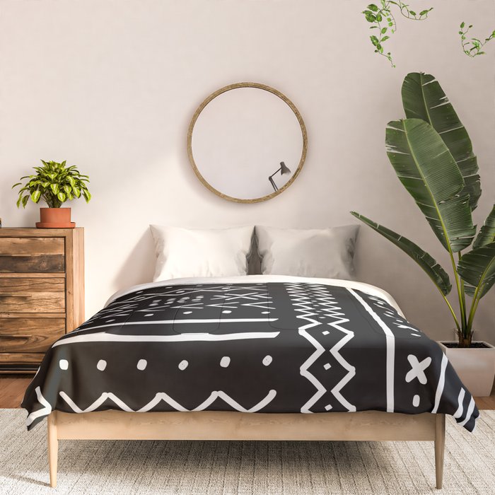 Black hand drawn mudcloth Comforter Gallery Image 3