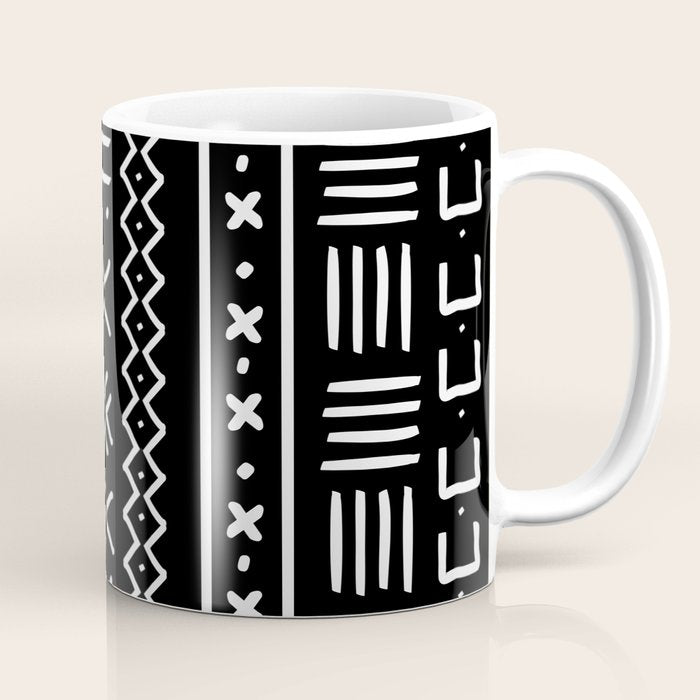 Black hand drawn mudcloth Coffee Mug Gallery Image 1