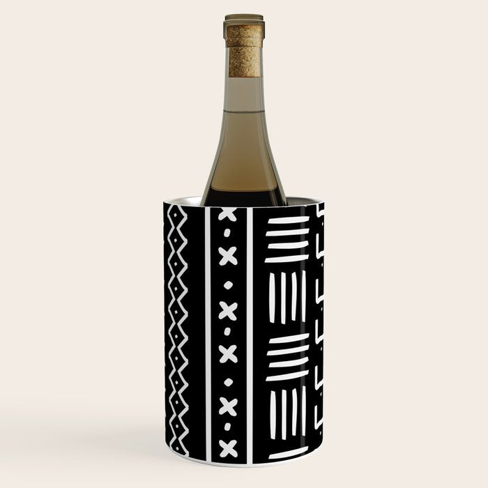 Black hand drawn mudcloth Wine Chiller Gallery Image 3