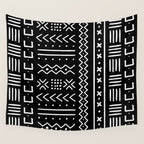 Black hand drawn mudcloth Wall Tapestry Gallery Image 4