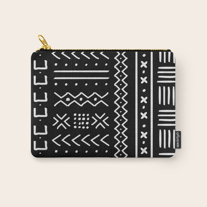 Black hand drawn mudcloth Carry All Pouch Gallery Image 1