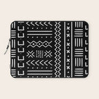 Black hand drawn mudcloth Laptop Sleeve Gallery Image 1