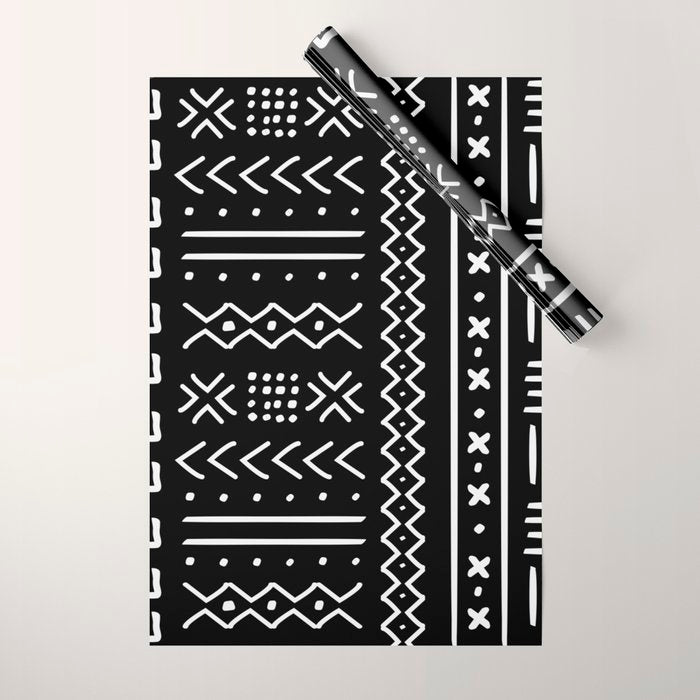 Black hand drawn mudcloth Wrapping Paper