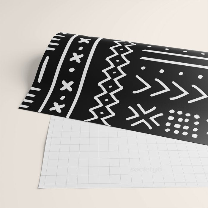 Black hand drawn mudcloth Wrapping Paper Gallery Image 2