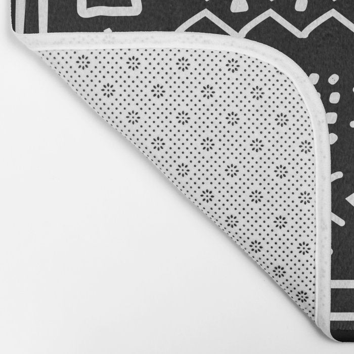 Black hand drawn mudcloth Bath Mat Gallery Image 2