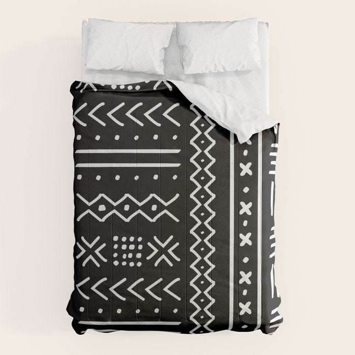 Black hand drawn mudcloth Comforter Gallery Image 6