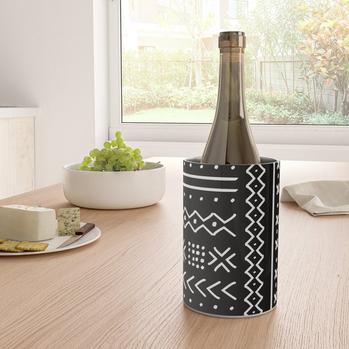 Black hand drawn mudcloth Wine Chiller Gallery Image 4