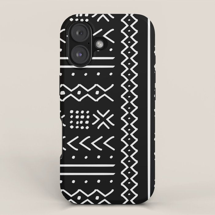 Black hand drawn mudcloth iPhone Case Gallery Image 1
