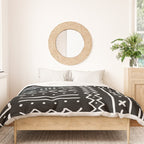 Black hand drawn mudcloth Duvet Cover Gallery Image 3