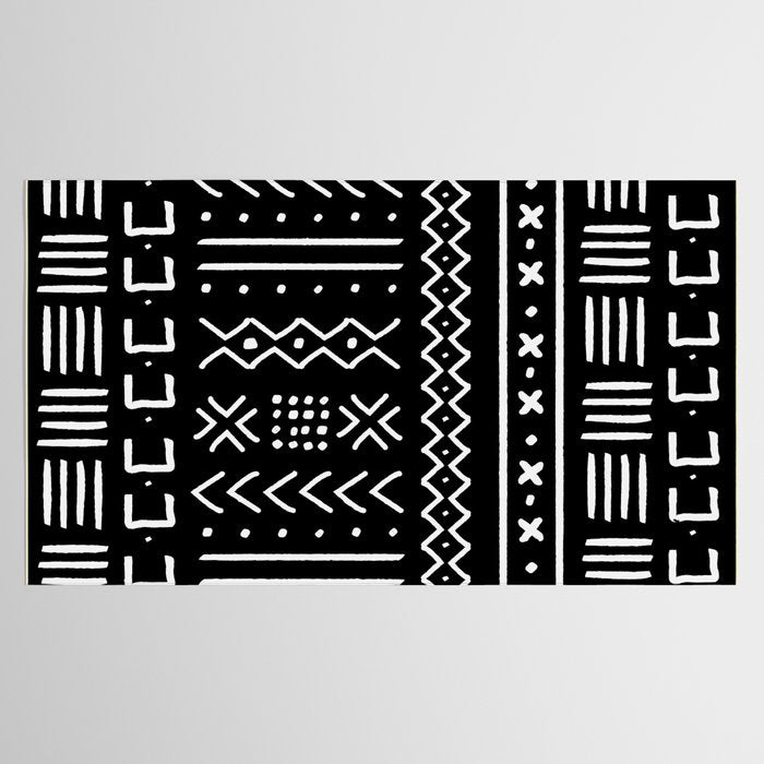 Black hand drawn mudcloth Tablecloth Gallery Image 2