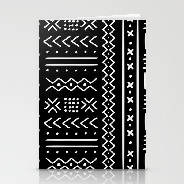 Black hand drawn mudcloth Stationery Card Gallery Image 2