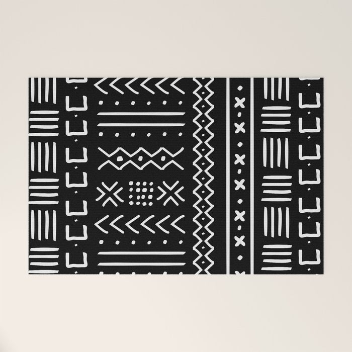 Black hand drawn mudcloth Welcome Mat Gallery Image 1