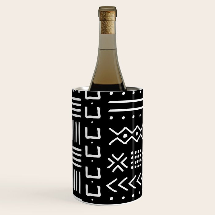 Black hand drawn mudcloth Wine Chiller Gallery Image 2