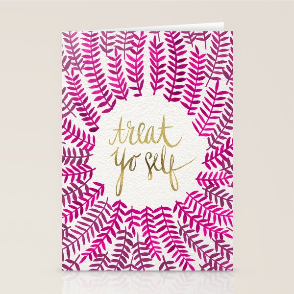 Treat Yo Self â Pink & Gold Stationery Card Gallery Image 1