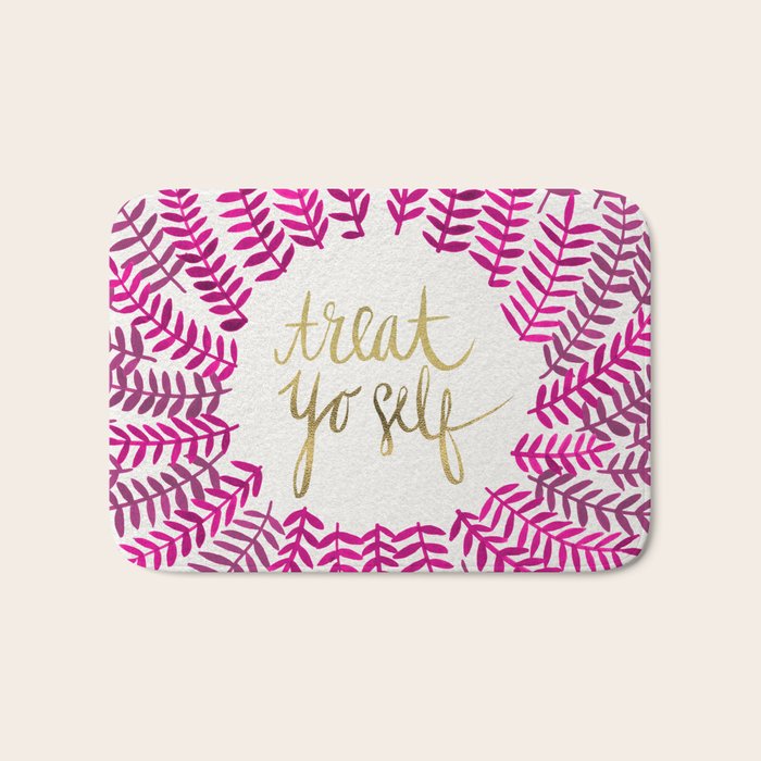 Treat Yo Self â Pink & Gold Bath Mat Gallery Image 1