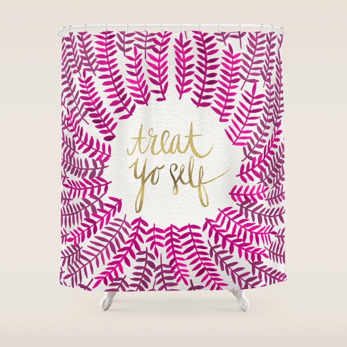 Treat Yo Self â Pink & Gold Shower Curtain Gallery Image 1
