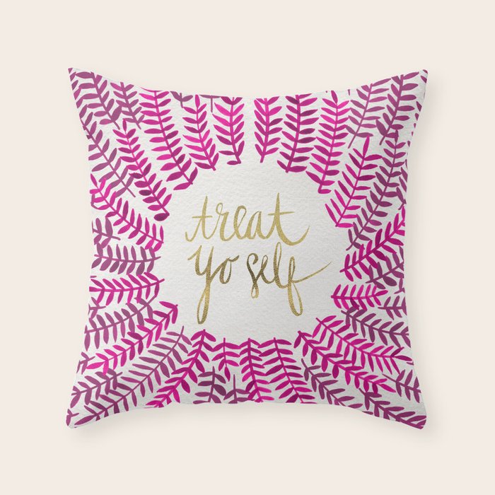 Treat Yo Self â Pink & Gold Throw Pillow Gallery Image 6