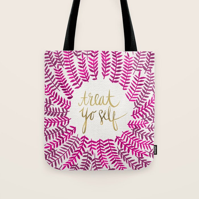Treat Yo Self â Pink & Gold Tote Bag Gallery Image 1