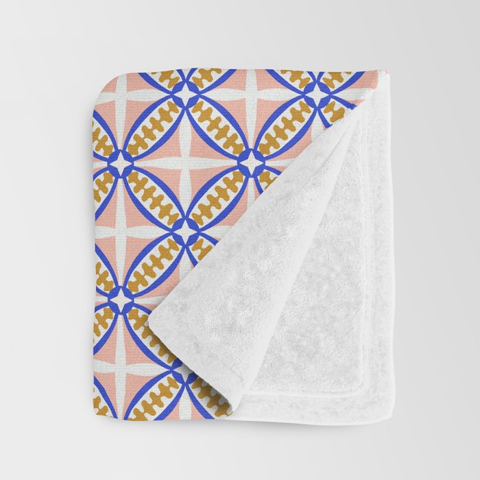 Palm Springs Orchid Tile - Pink and Cobalt Throw Blanket Gallery Image 3