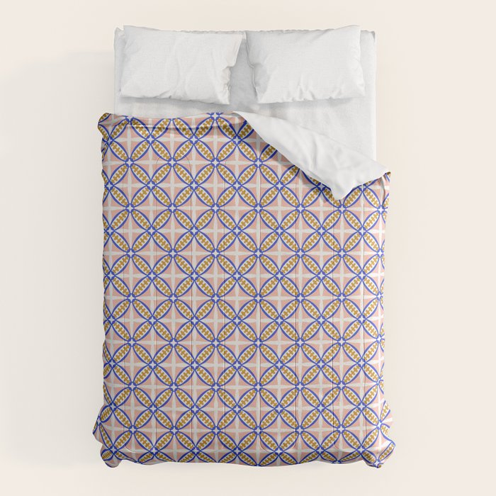 Palm Springs Orchid Tile - Pink and Cobalt Comforter Gallery Image 6