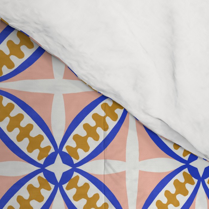 Palm Springs Orchid Tile - Pink and Cobalt Comforter Gallery Image 4