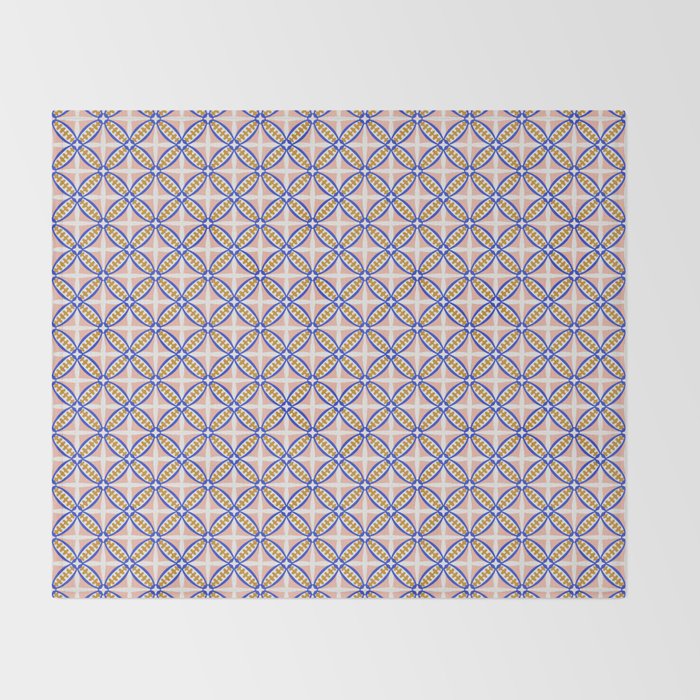 Palm Springs Orchid Tile - Pink and Cobalt Throw Blanket Gallery Image 2