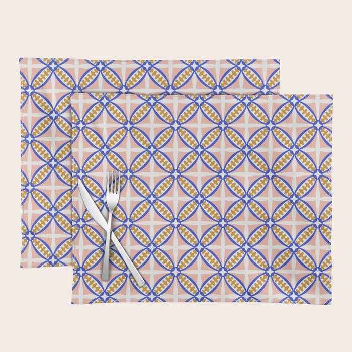 Palm Springs Orchid Tile - Pink and Cobalt Placemat Gallery Image 1